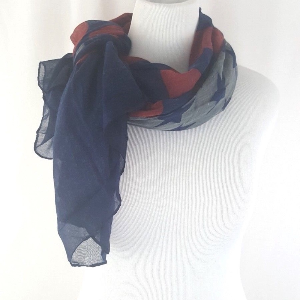 New Fashion Patriotic Infinity Scarf Blue Red - Picture 6 of 7